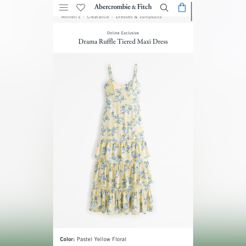 Abercrombie Drama Ruffle Tiered Maxi Dress - Pastel Yellow